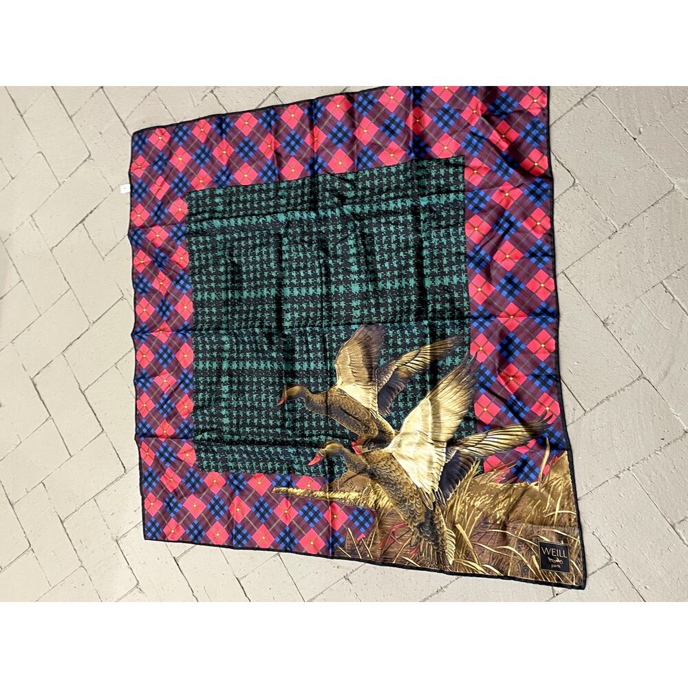 Vintage Weill Paris 100% Silk Scarf Birds